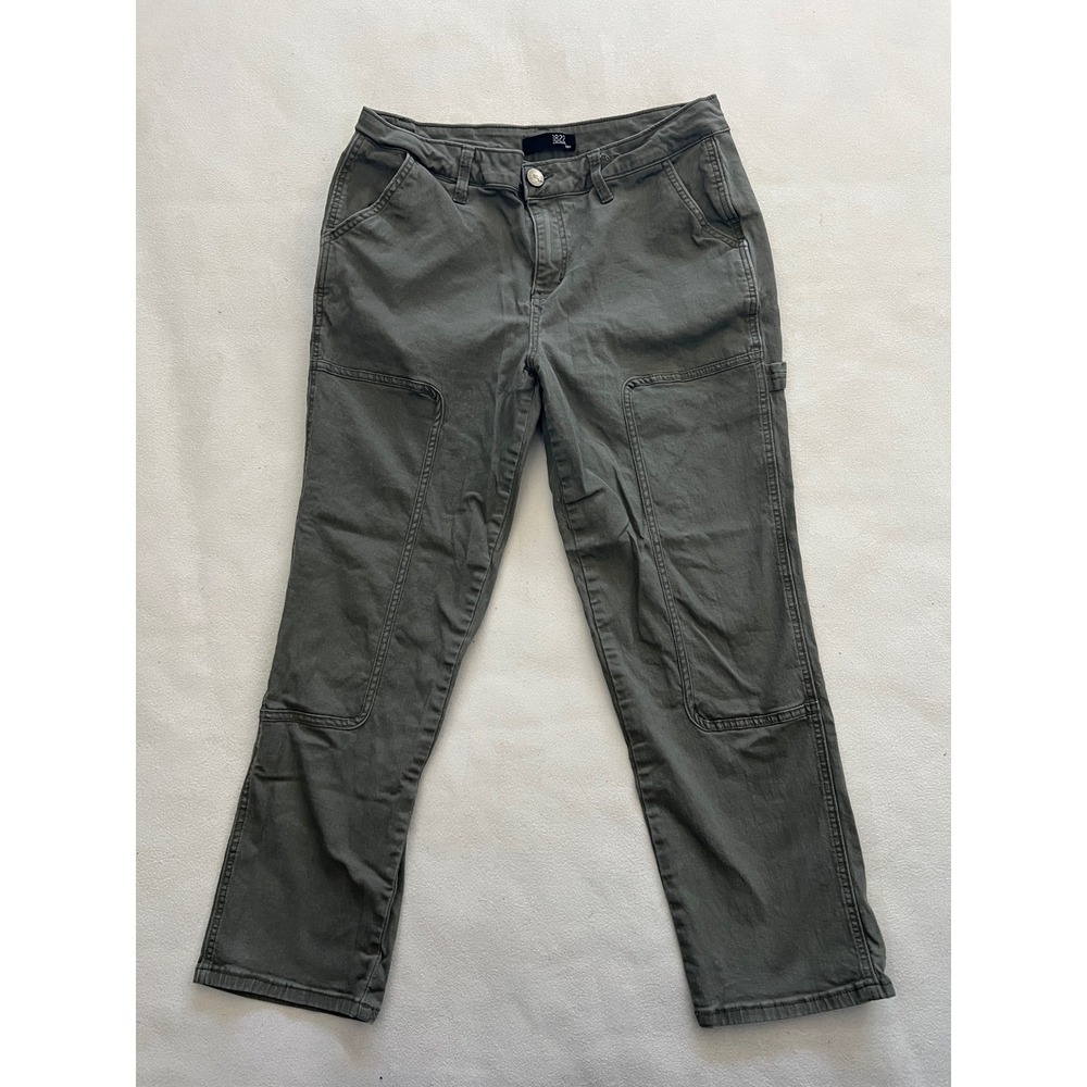 1822 Denim Womens Olive Green Carpenter Utility Pants Size 12 Straight Leg